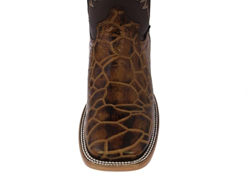 Texas Legacy Mens Honey Brown Cowboy Boots Sea Turtle Print Leather Square Toe4