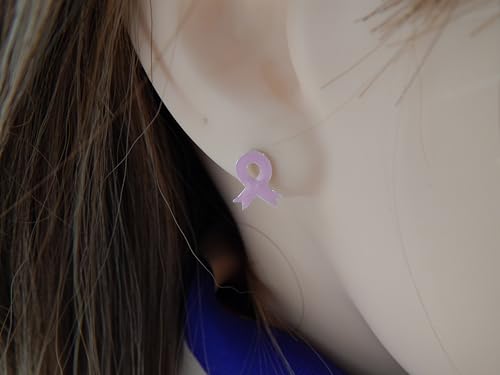 Limited Edition Solid 925 Sterling Silver Pink Breast Cancer Ribbon Stud Earrings nickel free, Hypoallergenic4