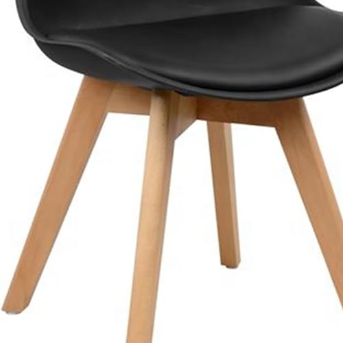 Image of Creative Cafe Chair This Sleek, Ergonomic Chair Features a Black Molded Plastic seat with Natural Wooden Legs, Perfect for Enhancing Modern Dining Rooms, Living Spaces. | (Pack of 1) (Black)