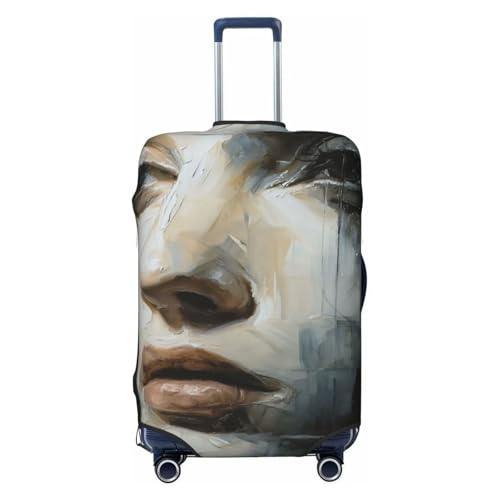 Attractive Woman Face Elastic Travel Luggage Covers Dustproof Scratch-Resistant Suitcase Protector Fit 22-24 Inch