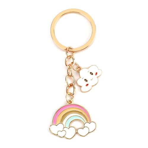 MUCOOS Llavero, llavero de arco iris, nubes, regalos para amigos, regalos inspiradores para mujeres, lindo llavero para mujeres, regalos para parejas, plata, S