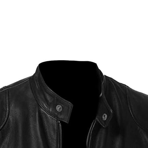 Chaqueta de cuero para motociclista hombre con cierre slim fit miniatura 4