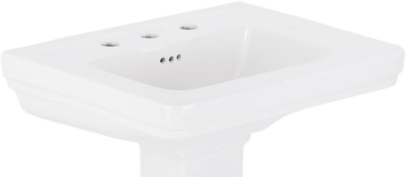 Signature Hardware SHKW348WH Key West 24" Porcelain Bathroom Sink with 3 Faucet Holes at 8" Centers - White