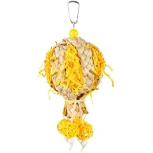 Bird Toys Foraging Shredder Hanging Toys Rope Perch with Bell Parakeet Toy Parrot Swing Climbing Standing Toys Bird Cage Accessories for Conure Cockatiel Budgies Lovebird, Yellow, 1pack