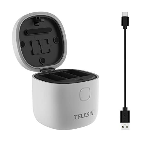 TELESIN Allin Box Battery Charger Compatible with GoPro Hero 11 HERO 10 HERO 9 Black,with 3 Slots Charger Set TF Card Reader Storage Charging Box for Gopro 11 10 9 (Single Charger) Cover