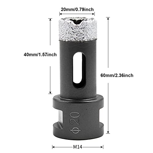 Broca diamantada M14 20mm para cerámica, vidrio y piedra miniatura 2