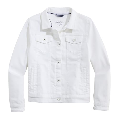 vineyard vines Girls' White Denim Jacket