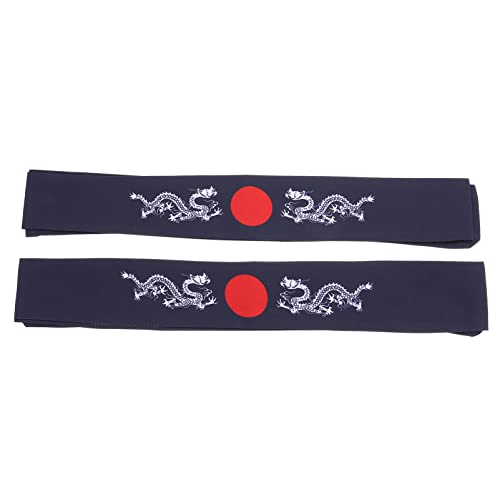 Hachimaki diadema japonesa de samurai con diseño de dragón para cocina y deporte pack de 2
