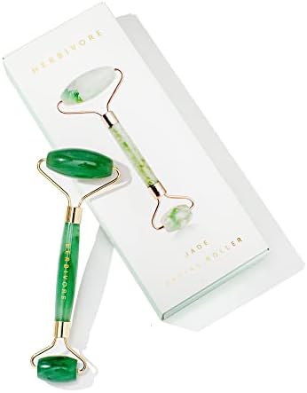 HERBIVORE Jade Stone Facial Roller – Helps Reduce Puffiness, Ease Muscle Tension and Improve Skin Elasticity & Lymphatic Drainage, 1 Count