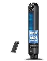 DREO 25dB Silent Tower Fan, 28 ft/s Velocity Electric Cooling Fan with Remote, 90 Oscillating 8 Speeds 4 Modes 8H Timer LED Display, DC Motor Quiet Standing Bladeless Floor Fans for Bedroom, Black