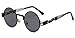 Produktbild BOZEVON Kino Retro Steampunk Stil inspiriert Runde Metall Circle Sonnenbrille für Damen & Herren, Schwarz-Grau