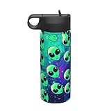 Green Aliens Printing The Print - Hervidor de acero inoxidable aislado con tapa para adultos, hombres y mujeres