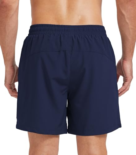 Surenow Men's Athletic Running Shorts Lightweight Gym Workout Shorts with Zipper Pockets Quick Dry Sports Shorts for Men2