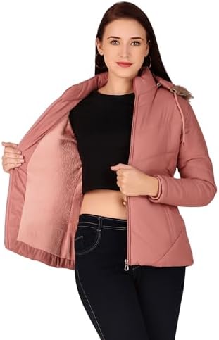 Brazo Girls and Women's Puffer Regular Fit Bomber Jacket For Winter Wear | Hooded Neck | Full Sleeve | Zipper | Casual Jacket For Woman & Girl | Western Stylish Jacket For Women