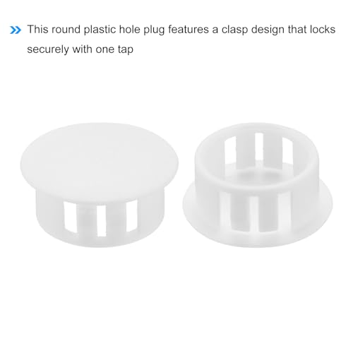 Image of MECCANIXITY 100PCS 18mm(11 /16 inch) White Plastic Hole Plugs, Flush Type Panel Hole Plugs Insert End Caps for Locking Hole Tubes Furniture Cabinet