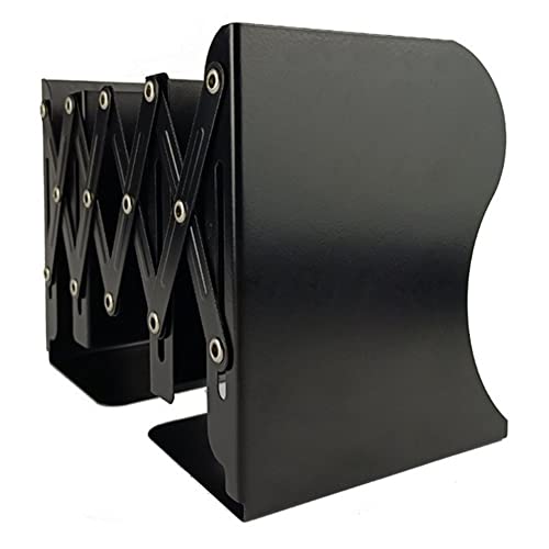 ブックエンド 本立て 倒れない ブックスタンド 伸縮 デスク 収納 卓上 書類スタンド 仕切り 本立て 卓上本棚 本の整理 おしゃれ 金属製 (黒)