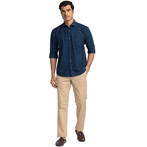 Image of Park Avenue Men's Pure Cotton Two Tone Pattern Slim Fit Cut Away Collar Full Sleeve Casual Shirt