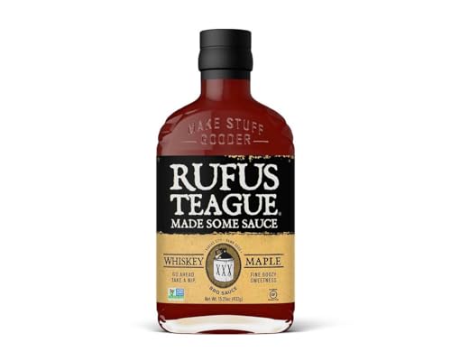 Rufus Teague Salsa BBQ Whiskey Maple 432g – Salsa BBQ dolce-affumicata con sciroppo d’acero e whiskey – Per costine, hamburger e grigliate – Regalo gourmet