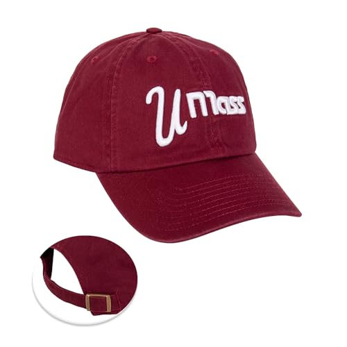 Desert Cactus University of Massachusetts Baseball Hat UMass Amherst Brimmed Embroidered Hats Cap Adjustable Cloth Strap Adult (Style D) Red