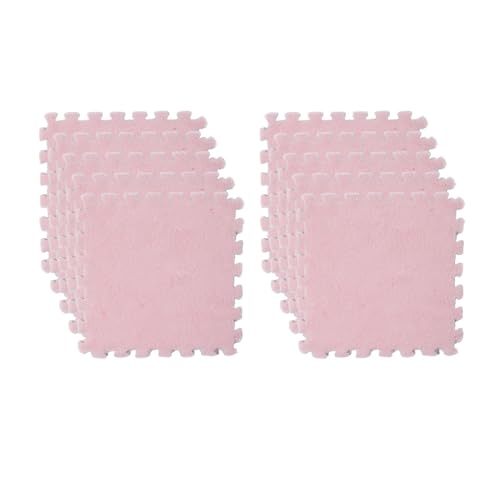 MCMUZKZS 10 Piezas Alfombra Cuadrada Puzzle Tapete Baldosas Entretejidas Infantil Material EVA Poliéster Recortable Suave Adecuada para Sala de Juegos Habitaci, Rosa Claro