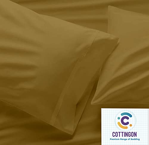 Image of Cottingon 5 PCs Split King Sheet Sets for Dual Adjustable Beds, Soft Luxury Microfiber XL Sheets for King Size Mattress Fits 15 to 18 deep Pocket, Taupe