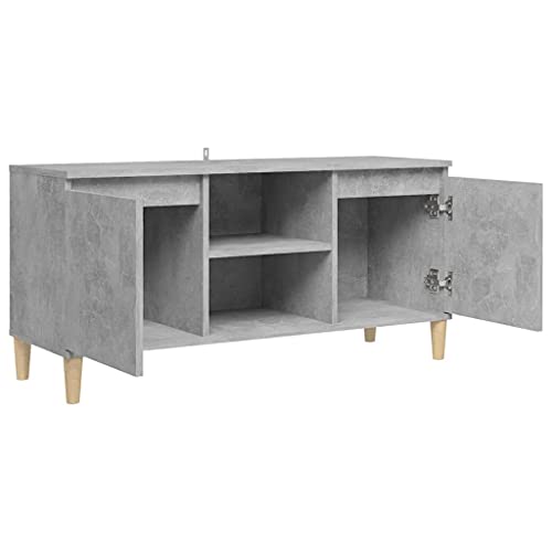 vidaXL-Mueble-de-TV-Patas-Soporte-Mobiliario-Aparador-Estante-Salon-Sala-de-Estar-Dormitorio-Decoracion-Gris-Hormigon-1035x35x50-cm-Madera-Maciza