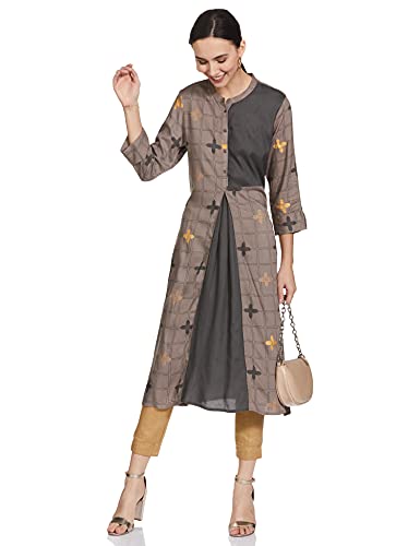 Image of Max Women's Rayon Printed Three-Quarter Sleeves A-Line Kurta