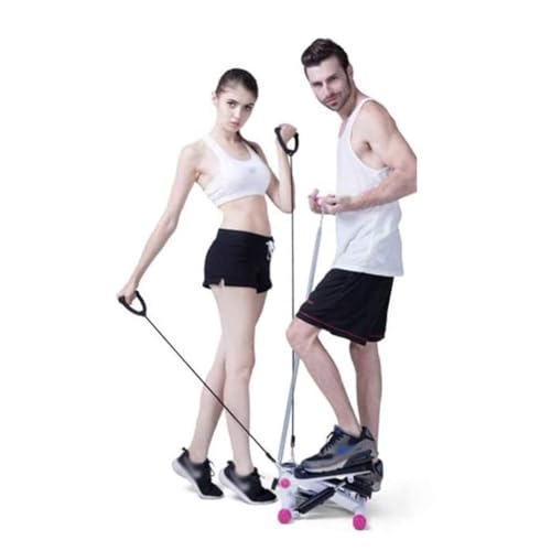 Image of Mini-Stepper Swing Stepper with Handlebars - Fitness Pedal Machine LCD Monitor, Hydraulic Resistance & Foot Massage for Home Workout(Pink)