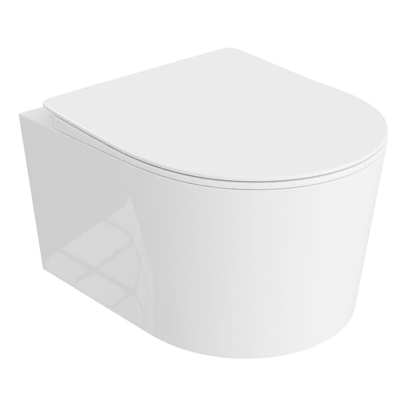 LAVITA Wand-WC Loso Hänge Toilette Toilettendeckel mit Absenkautomatik & Metallscharniere Toiletten Spülrandlos Hängend Toilettenbecken 360x450x350 mm Weißer Glanz