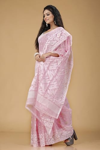 Image of OISHANI SAREE GHOR Women's Traditional Bengal Cotton Silk Soft Jamdani Saree - Beautiful design and Quality - Without Blouse Piece