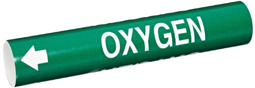 Brady 4106-C Bradysnap-On Pipe Marker, B-915, White On Green Coiled Printed Plastic Sheet, Legend 