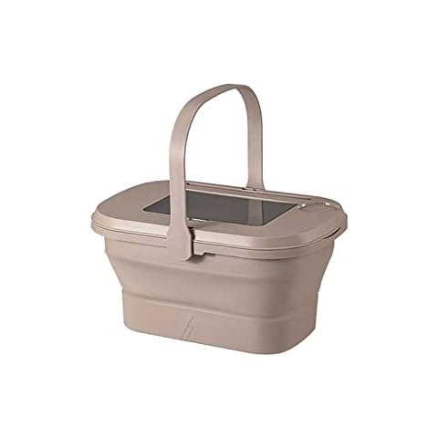 HOTRCR Portable Outdoor Picnic Basket / Crater - Collapsible Water Container for Camping bin (Versatile Basket with Lid and Handle, Storage Basket for Picnic, Camping, Hiking, Family Outings Brown) Cover