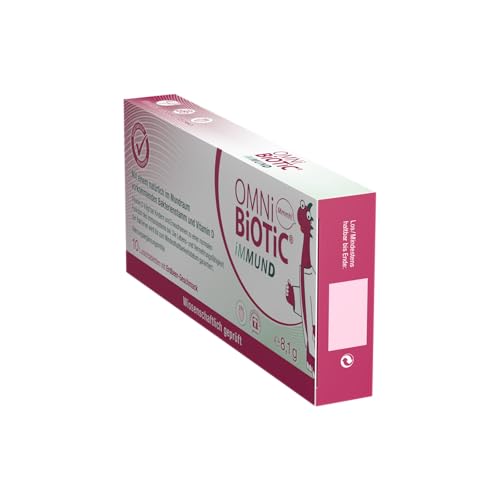 OMNi BiOTiC iMMUND | 10 Lutschtabletten | 1 Bakterienstamm | 1 Mrd Keime pro Lutschtablette | Mit Vitamin D | Vegetarisch | Zuckerfrei | Zur täglichen Anwendung | Auch für Kinder | Erdbeergeschmack