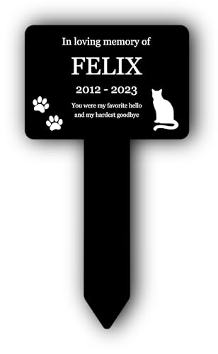 OriginDesigned Personalised Cat Memorial Stake - Custom Engraved Plaque - Pet Grave Marker - Weatherproof Tribute for Beloved Cats (Black, Small)