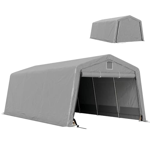 Outsunny Tente Garage carport dim. 6,2L x 3,3l x 2,4H m Acier galvanisé Robuste PE Haute densité...