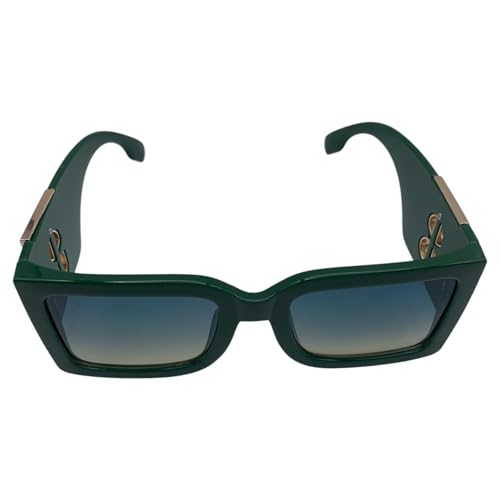 Sunglasses for WomenTrendy Thick Frame Luxury Designer Sun Glasses Modern Big Frame (Large Square (Grenn)