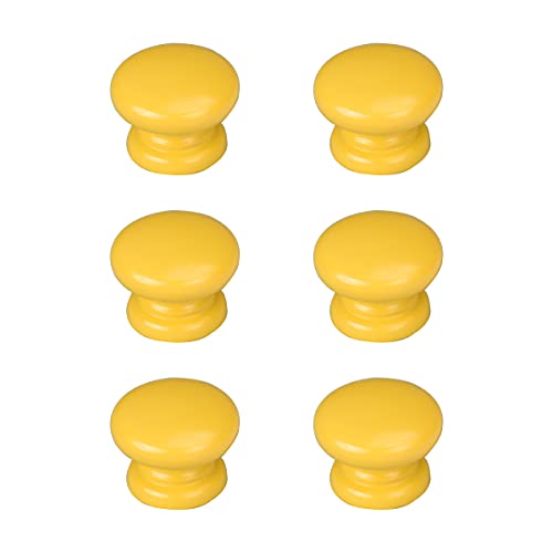 CcHhyyt Macaron Farbe Knöpfe Holz Möbelknopf für Kinder Griff für Schublade Kommode Schrank Tür Knöpfe 6 Stück (33mm, Gelb) Cover