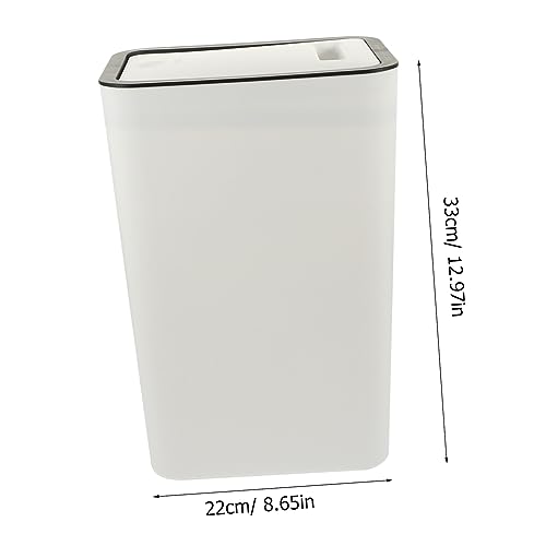 Caneca de basura rectangular con tapa de prensa blanco miniatura 2