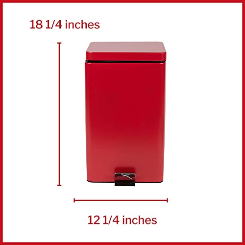Mckesson Trash Can With Plastic Liner, Steel, 8 Gallon / 32 Quart, Red, 1 Count #TOP3