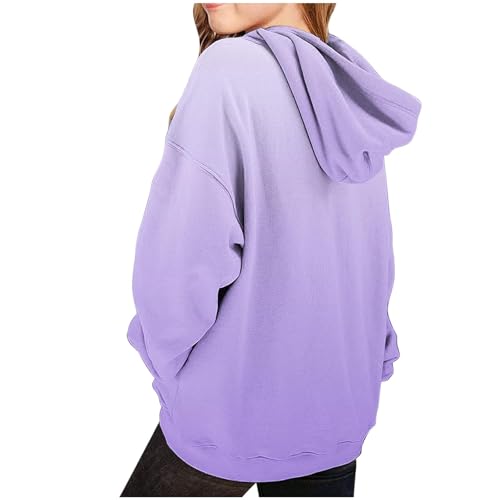 Cute Hoodies for Teen Girls Oversized Long Sleeve Youth Hooded Sweatshirt Gradient Color Preppy Pullover Warm Clothes2