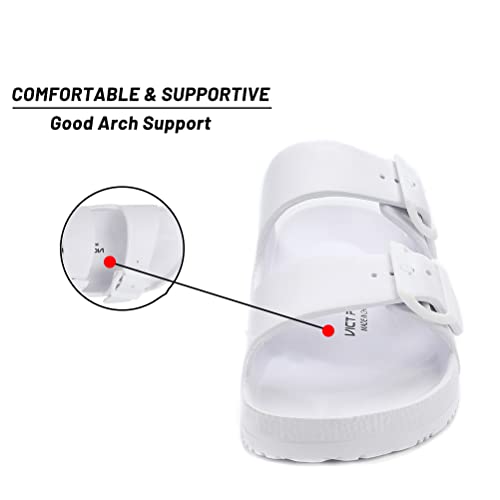 VICT POPU Womens Sandals Adjustable Double Buckle Strap Waterproof EVA Flat Slides2