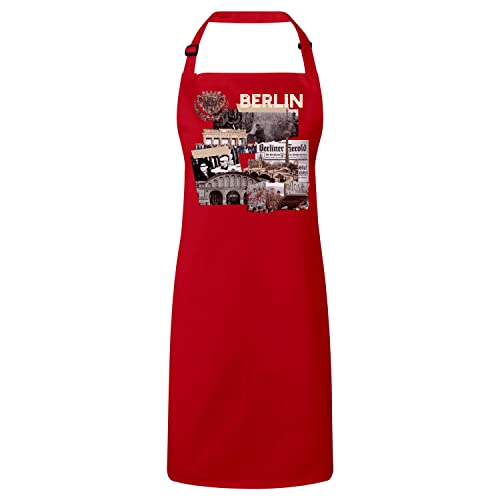 Tablier cuisine rouge Berlin vintage : élégance premium en toile de qualité supérieure