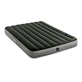 Intex 64762E Dura-Beam Standard Downy Air Mattress: Fiber-Tech – Full Size – Built-in Foot Pump – 10in Bed Height – 300lb Weight Capacity