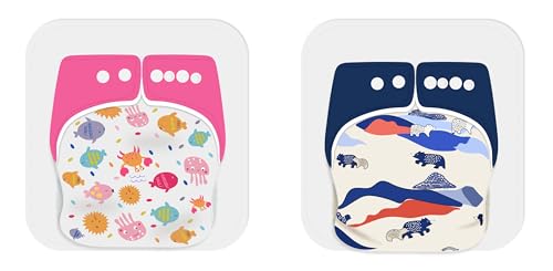 Image of Ambaby Organic Cotton Cloth Diapers - Pack of 4 | Leak-Proof & Reusable | 250ml Absorption | 2 Covers 2 Inserts 2 Boosters | Rash-Free Quick Dry