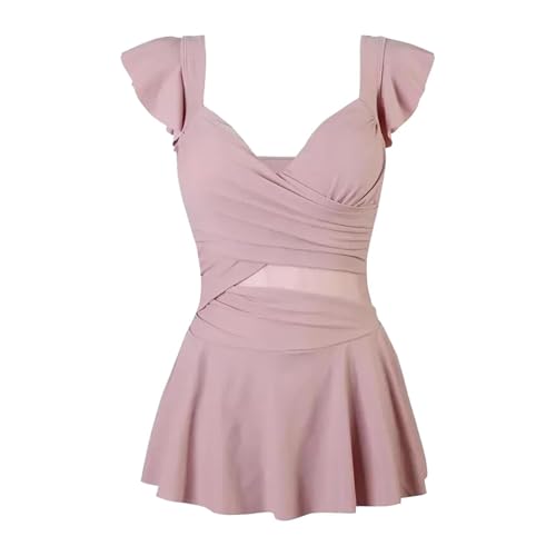 Women Swimsuit Beachwear Stylish Lightweight Sleeveless Ladies 1 Piece Swimsuits Swimdress for Travel SPA Beach Party Pool, M Pink4