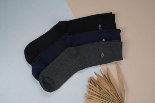 Image of Allen Cooper Men's Assorted Cotton Calf Length Socks with Stayfresh Treatment (Pack of 3) Free Size