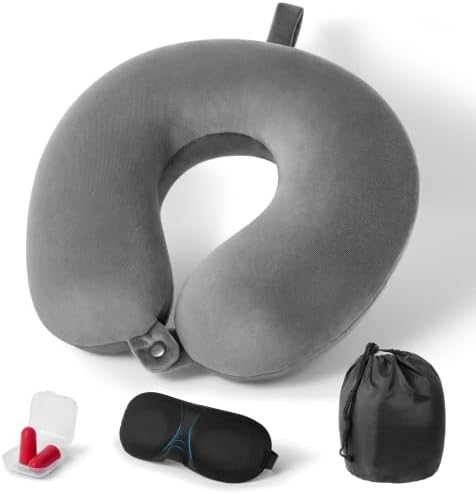 Leseed Nackenkissen Flugzeug, Memory Foam Nackenhörnchen für Reisen | Reisekissen Flugzeuge, Ultraleicht und Tragbar, Ideal für Flugzeugstuhl, Auto, Zuhause, Büro, Schlaf mit Aufbe