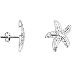 SOFIA MILANI - Pendientes para Mujeres en Plata de Ley 925 - con Circonitas - Pendientes de Estrella de Mar - 20575