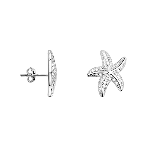 SOFIA MILANI - Pendientes para Mujeres en Plata de Ley 925 - con Circonitas - Pendientes de Estrella de Mar - 20575