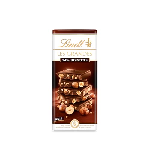 Lindt - Tablette LES GRANDES 34% Noisettes - Chocolat Noir, 150g